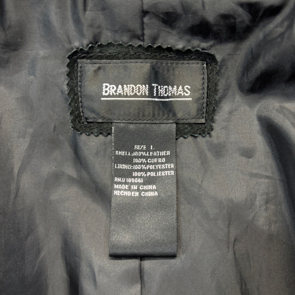 Brandon Thomas Vintage Black 100% Suede Leather Button Blazer Jacket Size L - Picture 3 of 7